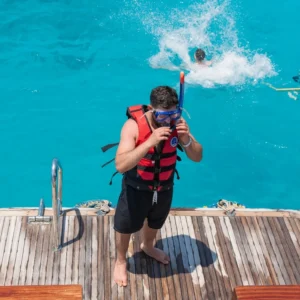 Snorkeling equipment provided for guests during the luxury cruise in Hurghada.