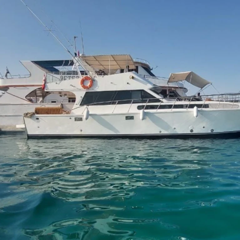 Beautiful sunrise over the Red Sea as the boat sets off for a snorkeling trip in Hurghada