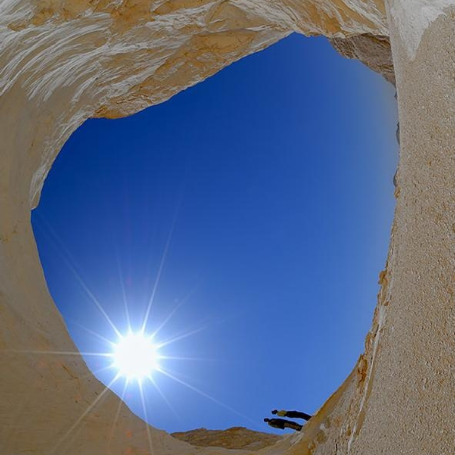 Stunning view of the White Desert, Egypt, with unique sand dunes and rock formations