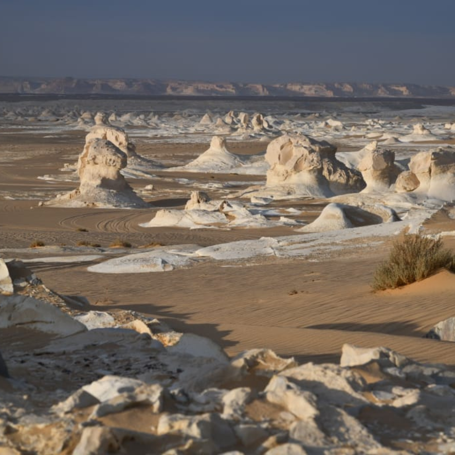 Tourists camping under stars in White Desert