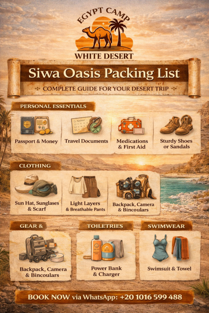 Siwa Oasis Packing List, Egypt Camp White Desert